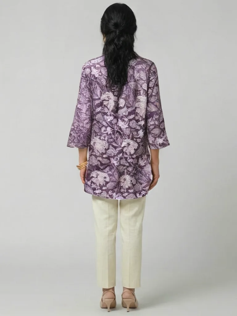Plum Botanical Block Print Tunic — photo 2