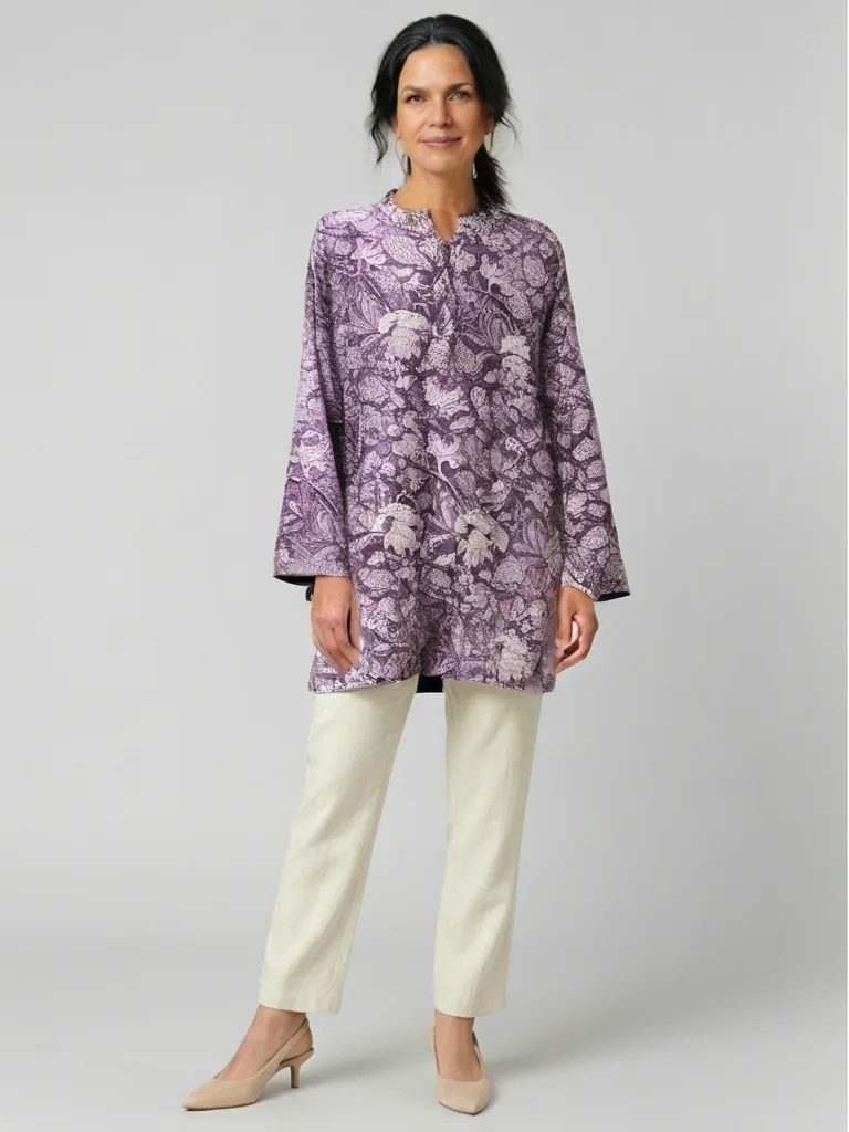 Plum Botanical Block Print Tunic