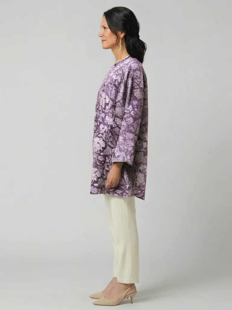 Plum Botanical Block Print Tunic — photo 3