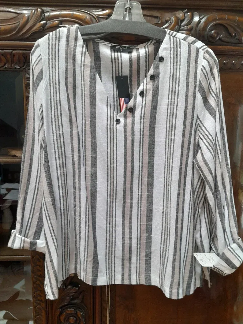 Ivory Stripe Linen Tunic — photo 3