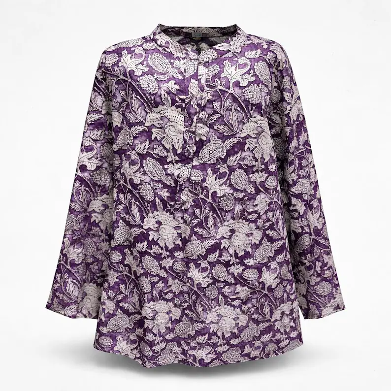Plum Botanical Block Print Tunic — photo 5