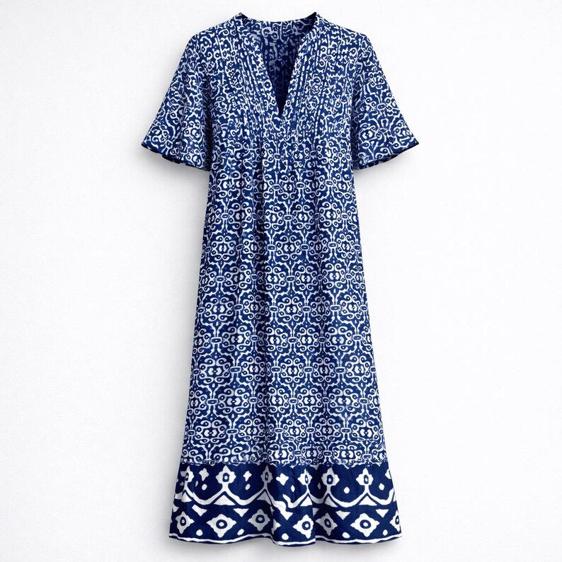 Indigo Border Print Dress — photo 2