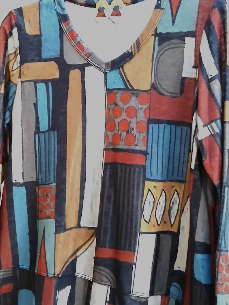 Block Print Geometric Tunic — photo 2