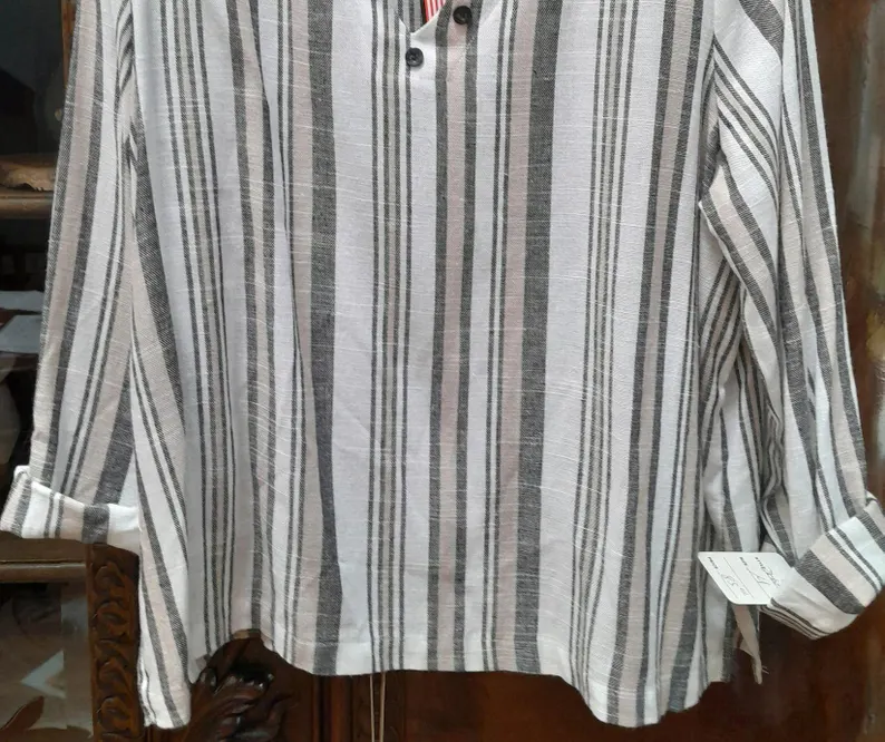 Ivory Stripe Linen Tunic — photo 5