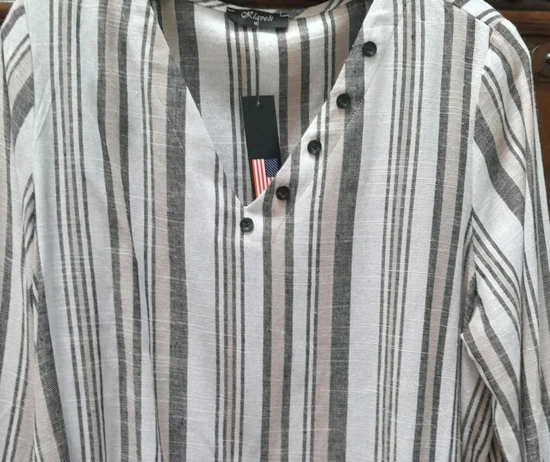 Ivory Stripe Linen Tunic — photo 4