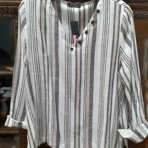 Ivory Stripe Linen Tunic — photo 6