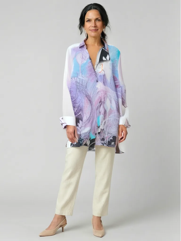 Lavender Abstract Georgette Tunic