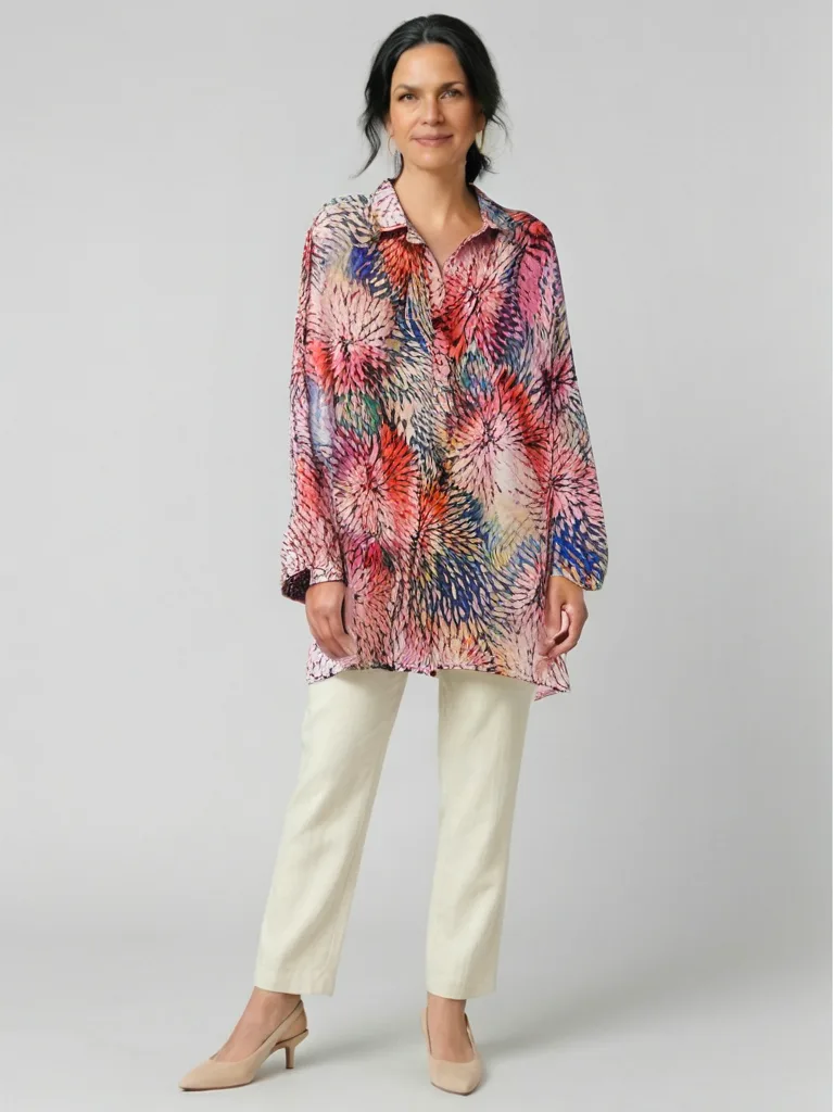 Fireworks Print Georgette Tunic