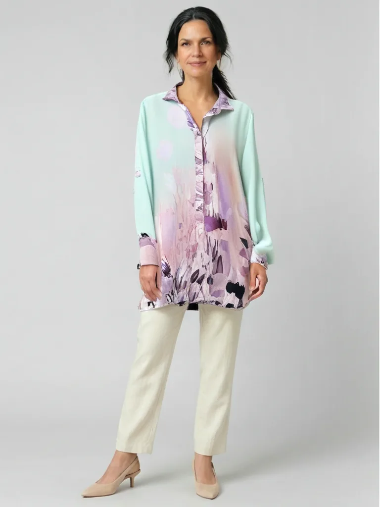 Mint Ombre Botanical Blouse