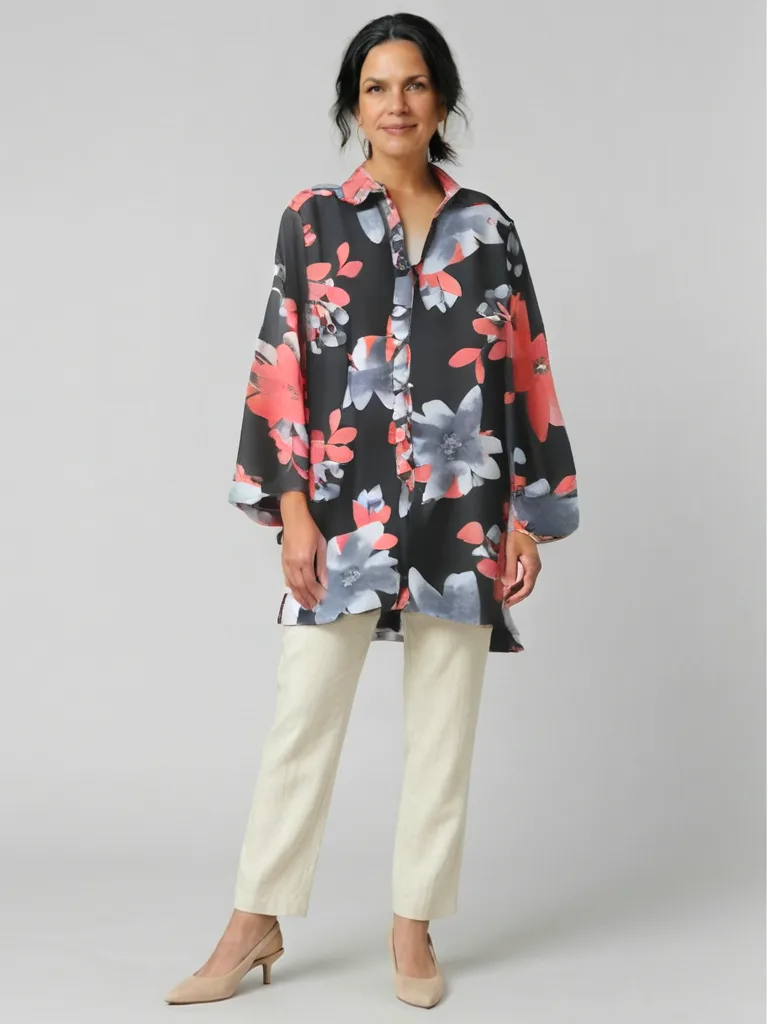 Coral Floral Oversized Tunic