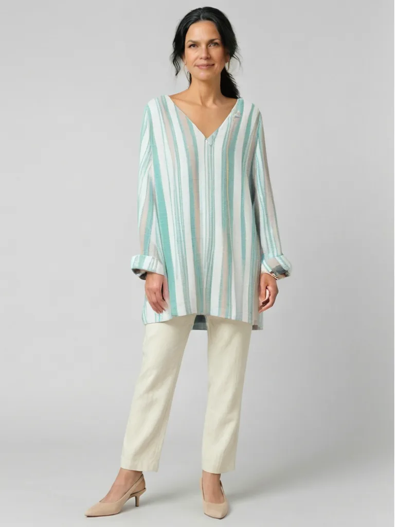 Mint Stripe Linen Tunic