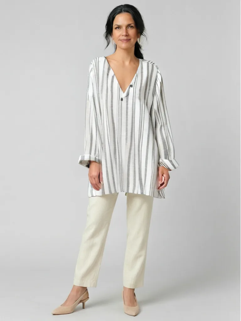 Ivory Stripe Linen Tunic — photo 2