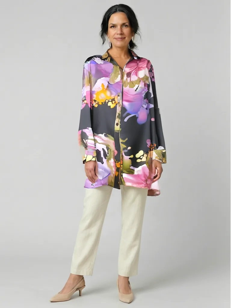 Painterly Bloom Button Tunic