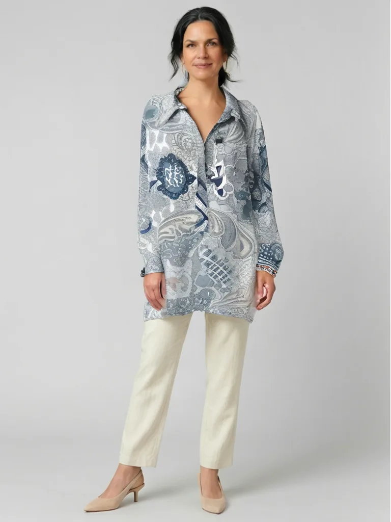 Steel Blue Paisley Tunic