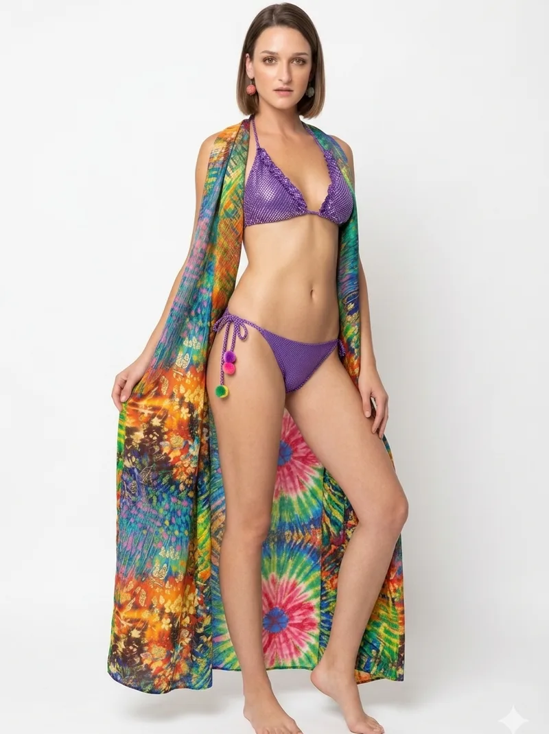 Tie-Dye Kimono Coverup