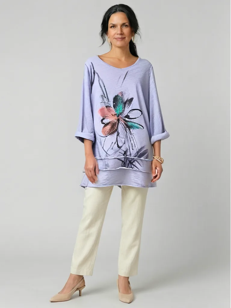 Lavender Floral Slub Tunic